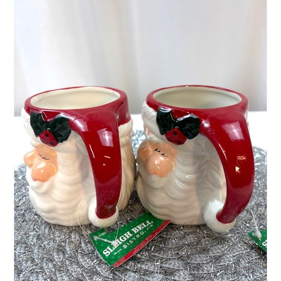 Sleigh Bell Bistro Winking Santa Retro Style Christmas Coffee/ Hot Cocoa Mugs - Picture 4 of 9